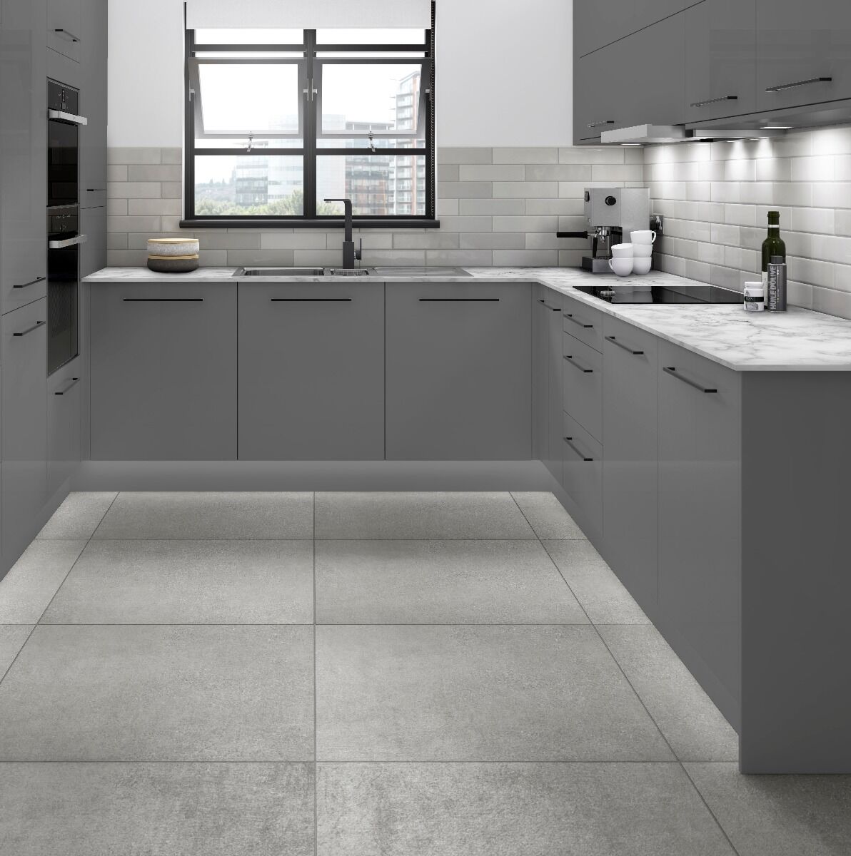 Crafted Gradient Plain Grey Wall 75x300mm - Image 4